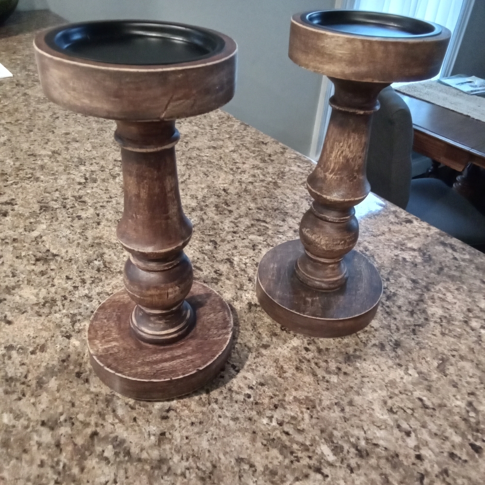 Wood candle holders